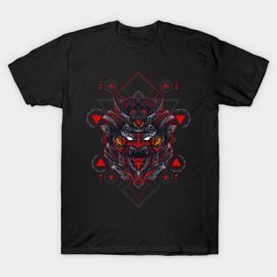 Samurai head 3 - Sacred Geometry T-Shirt